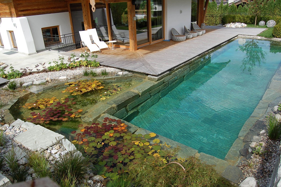 Bio Pool in Tyrol in alpine style