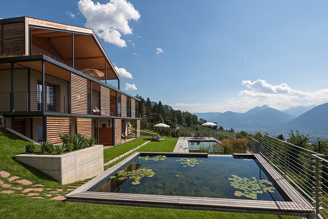 Hotel Pool in Alpine Location in South Tirol