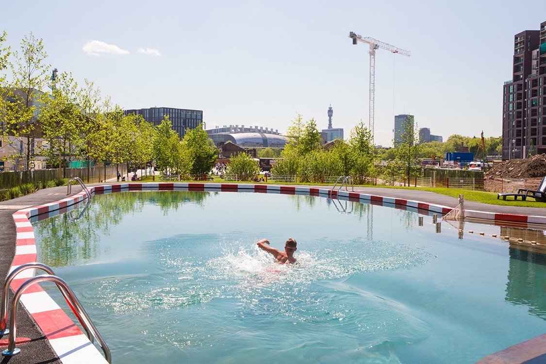 public natural pool in London by ooze architects