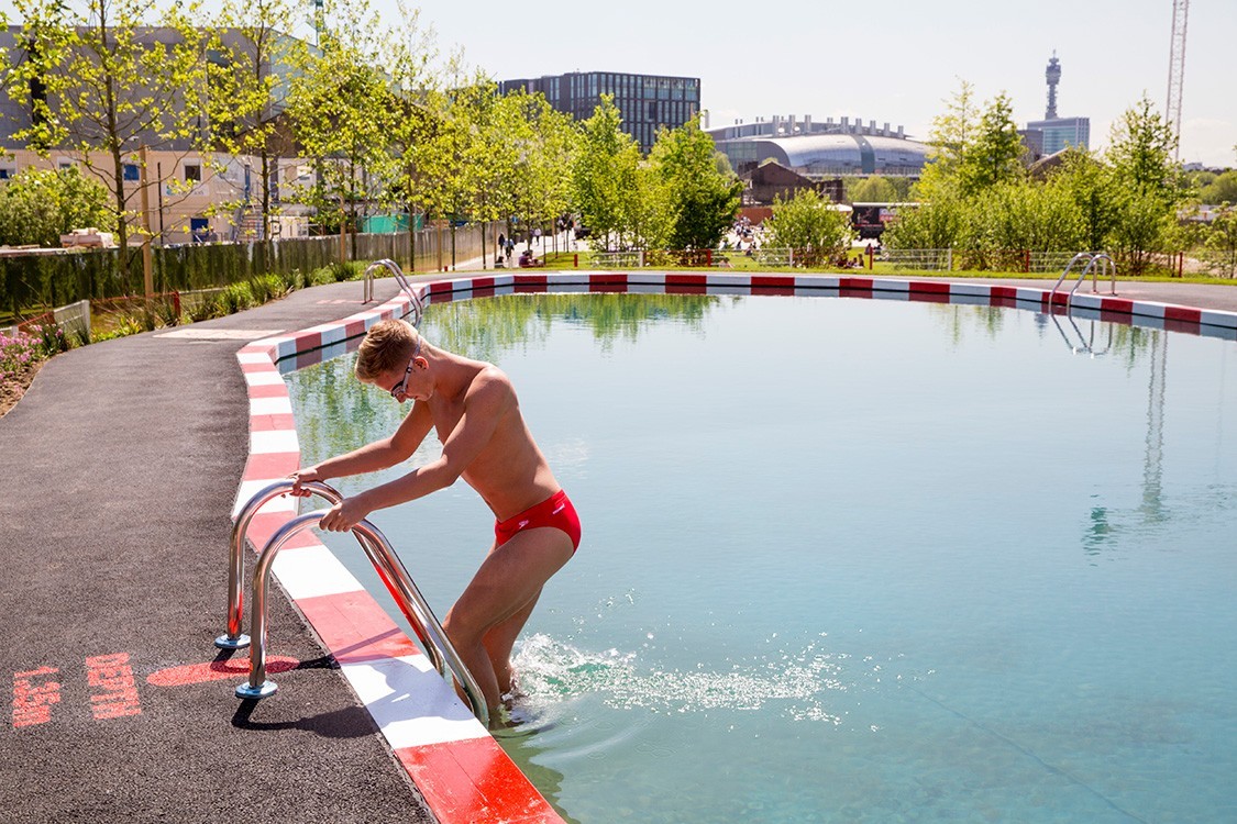 public natural pool in London by ooze architects